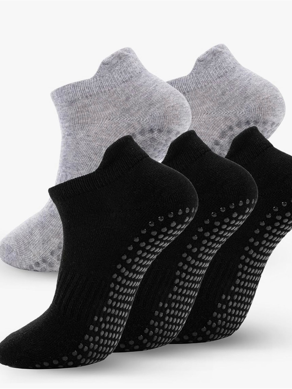 NEW Woman’s 4 PACK Low-Cut Non-Slip Socks - 2 Black & 2 Gray Athletic
